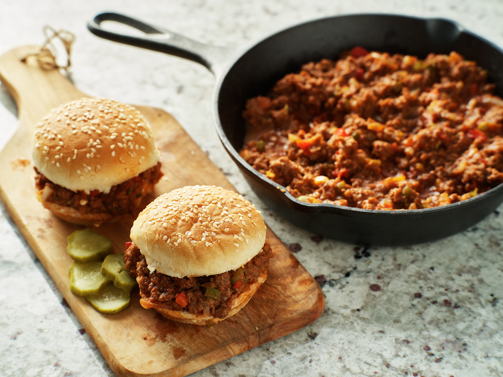 sloppy joe sandwiches freshly cooked from skillet