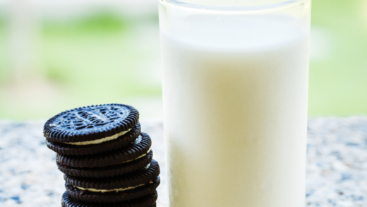 Oreo cookie and milk