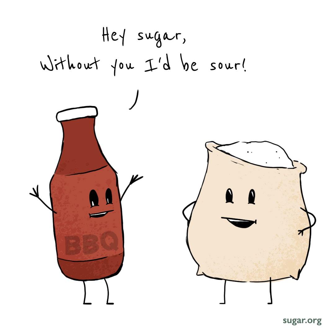 BBQ sauce and sugar cartoon