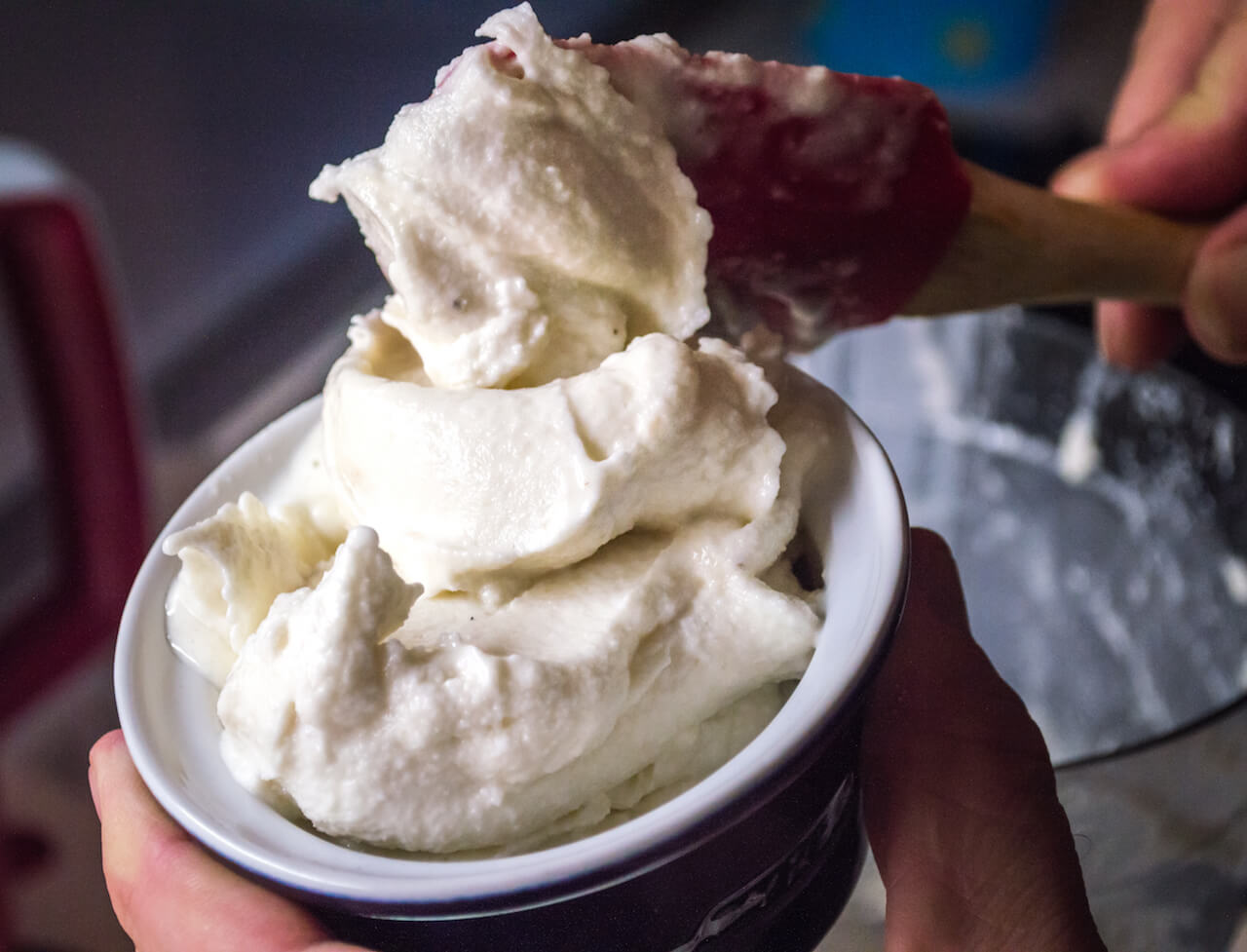 home made ice cream with sugar